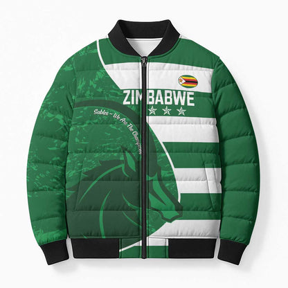 Zimbabwe Rugby Custom Bomber Puffer Jacket Sables 3rd Champions Proud