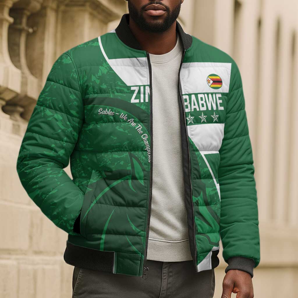 Zimbabwe Rugby Custom Bomber Puffer Jacket Sables 3rd Champions Proud
