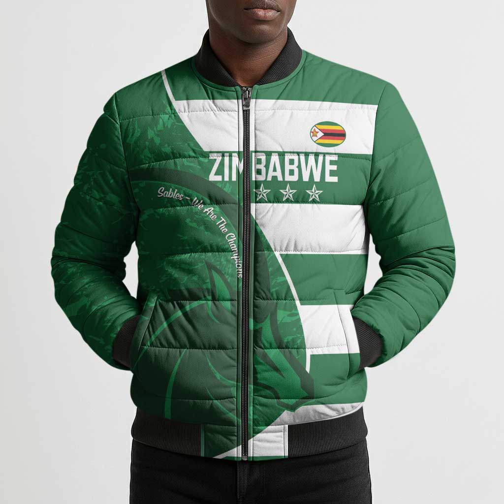 Zimbabwe Rugby Custom Bomber Puffer Jacket Sables 3rd Champions Proud