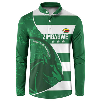Zimbabwe Rugby Custom Button Sweatshirt Sables 3rd Champions Proud