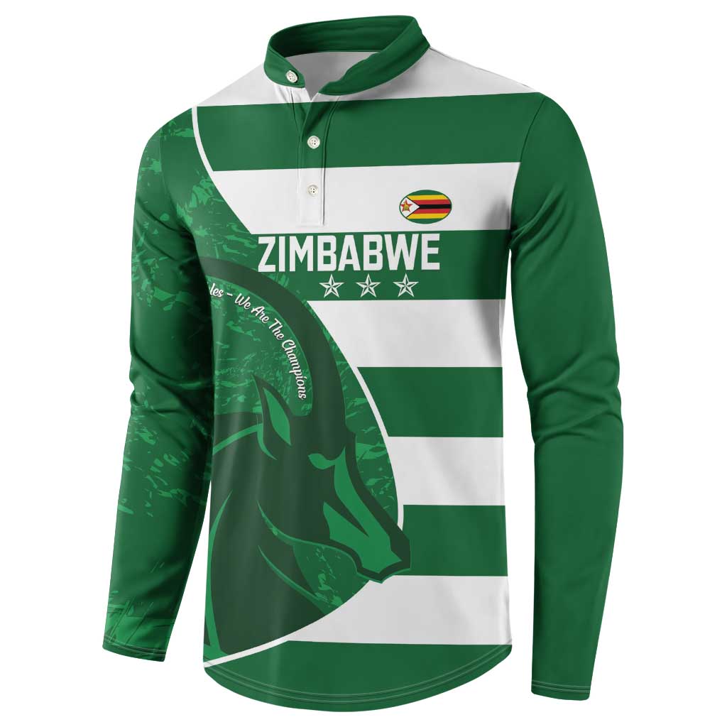 Zimbabwe Rugby Custom Button Sweatshirt Sables 3rd Champions Proud