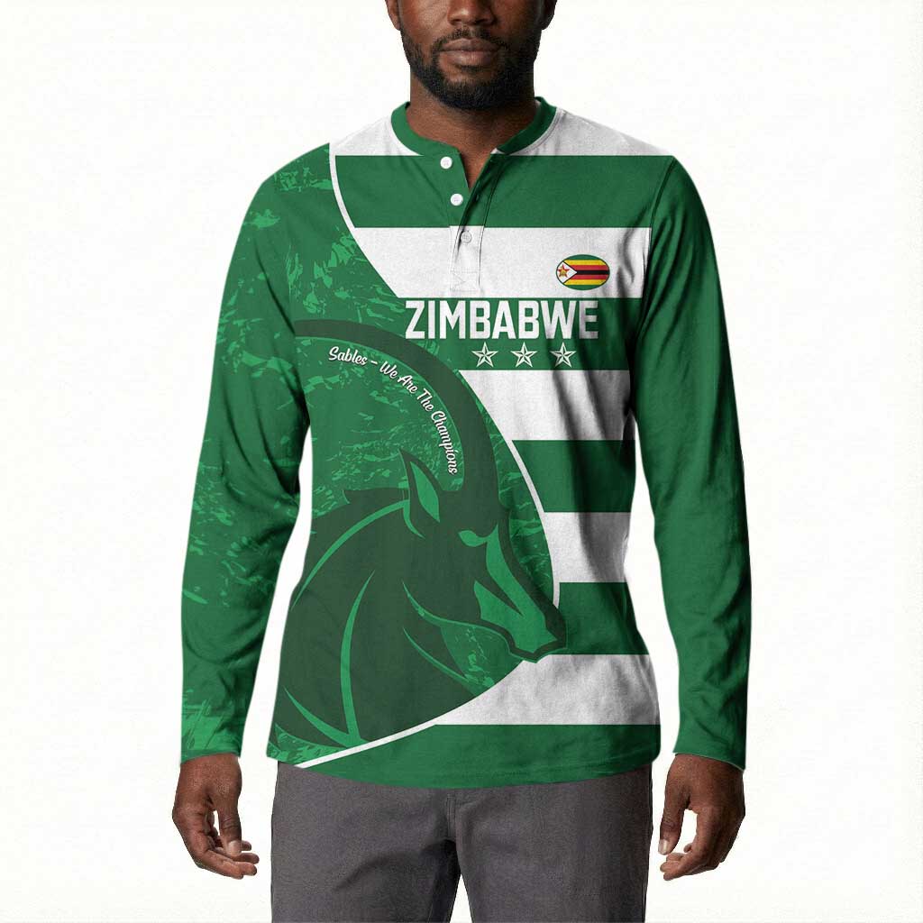Zimbabwe Rugby Custom Button Sweatshirt Sables 3rd Champions Proud