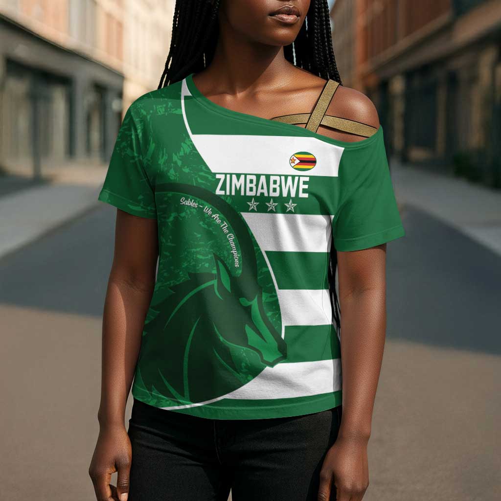 Zimbabwe Rugby Custom Cross Shoulder Shirt Sables 3rd Champions Proud