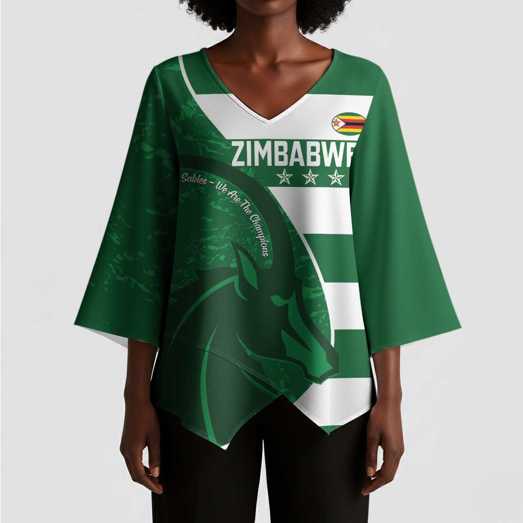 Zimbabwe Rugby Custom Kimono Sleeve Blouse Sables 3rd Champions Proud