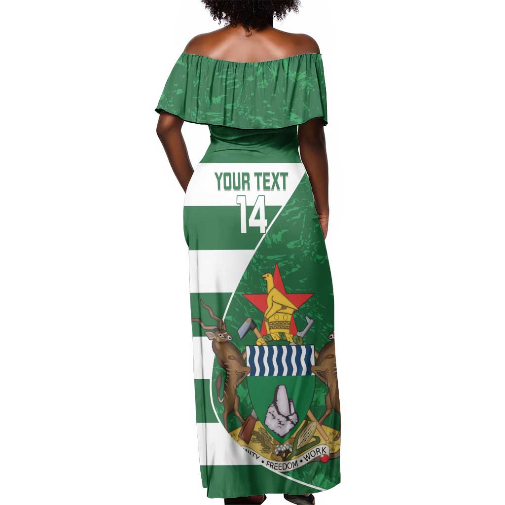 Zimbabwe Rugby Custom Off Shoulder Maxi Dress Sables 3rd Champions Proud - African Pride