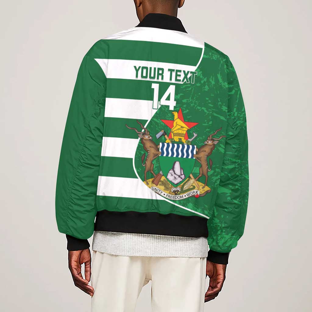 Zimbabwe Rugby Custom Sleeve Zip Bomber Jacket Sables 3rd Champions Proud - African Pride