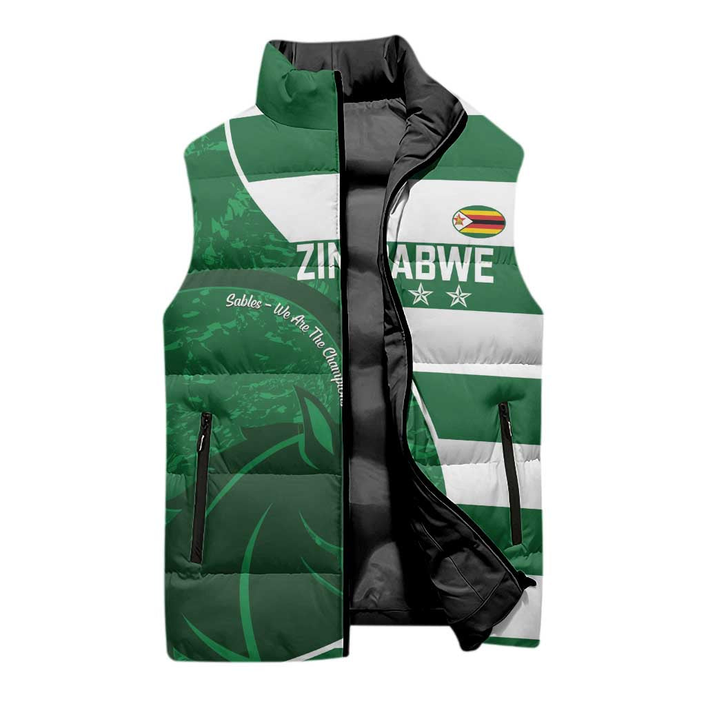 Zimbabwe Rugby Custom Sleeveless Puffer Jacket Sables 3rd Champions Proud