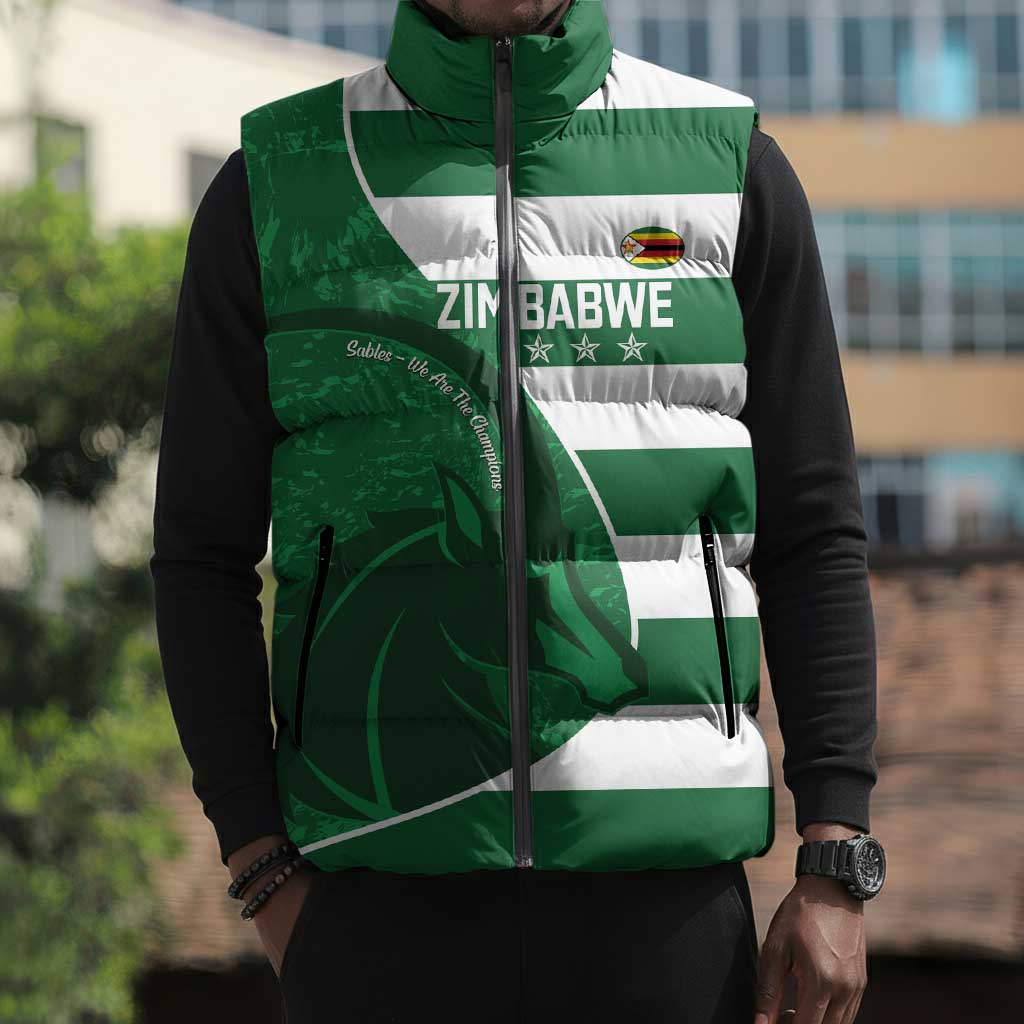 Zimbabwe Rugby Custom Sleeveless Puffer Jacket Sables 3rd Champions Proud