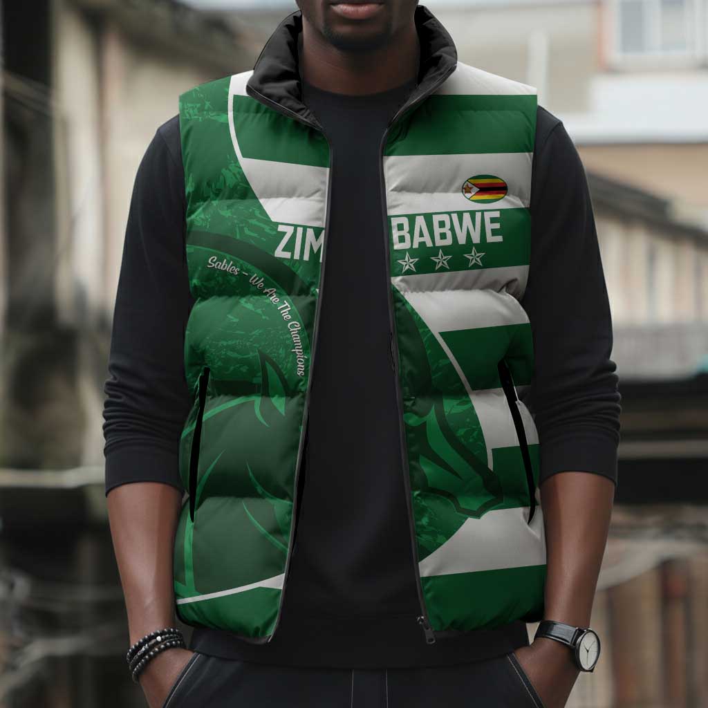 Zimbabwe Rugby Custom Sleeveless Puffer Jacket Sables 3rd Champions Proud