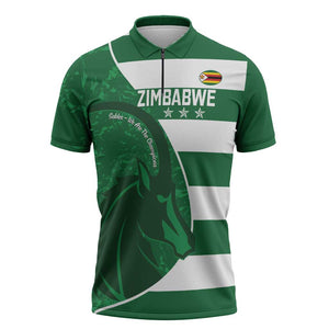 Zimbabwe Rugby Custom Zipper Polo Shirt Sables 3rd Champions Proud