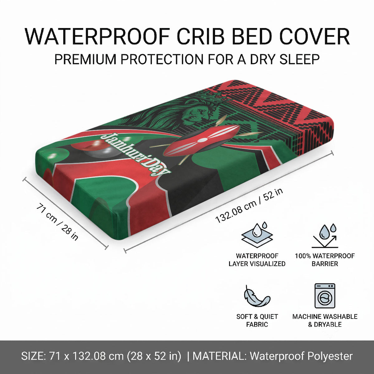 Kenya Jamhuri Day Baby Bed Cover Maasai Shield Spears Harambee