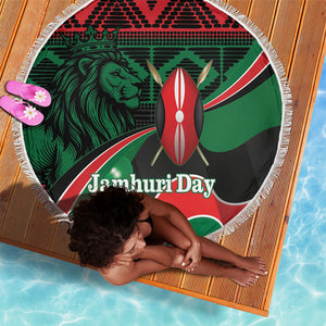 Kenya Jamhuri Day Beach Blanket Maasai Shield Spears Harambee