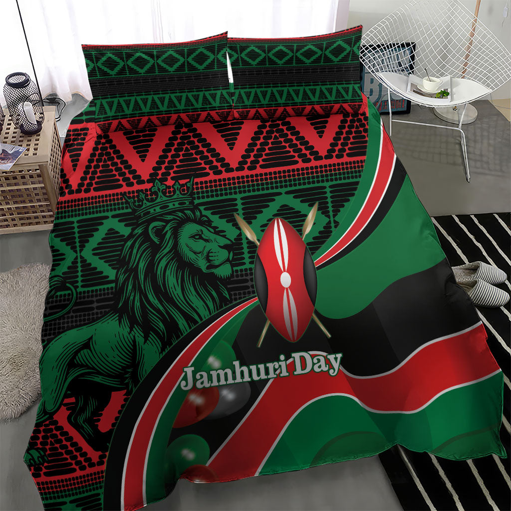 Kenya Jamhuri Day Bedding Set Maasai Shield Spears Harambee