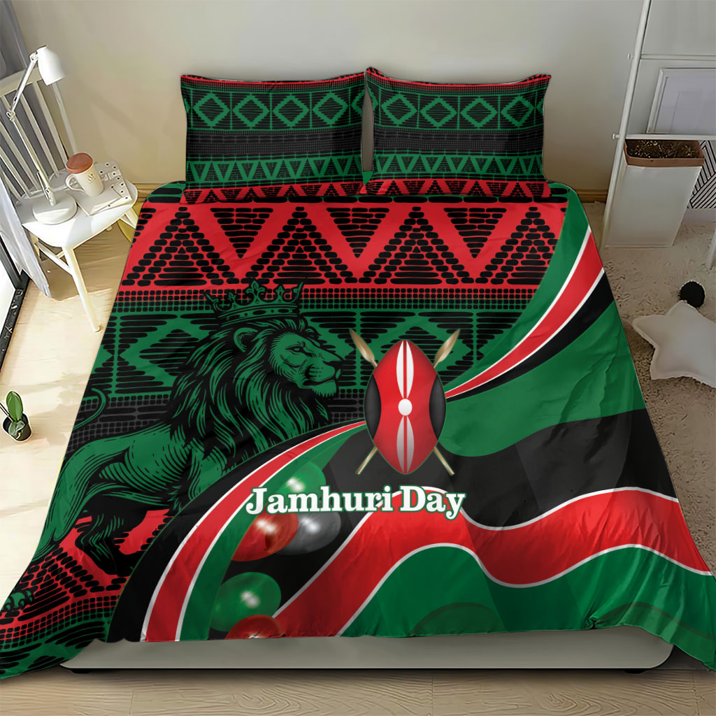 Kenya Jamhuri Day Bedding Set Maasai Shield Spears Harambee