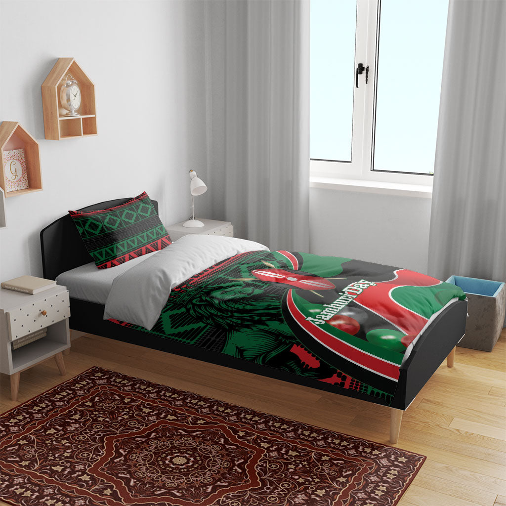 Kenya Jamhuri Day Bedding Set Maasai Shield Spears Harambee