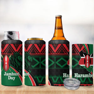 Kenya Jamhuri Day 4 in 1 Can Cooler Tumbler Maasai Shield Spears Harambee