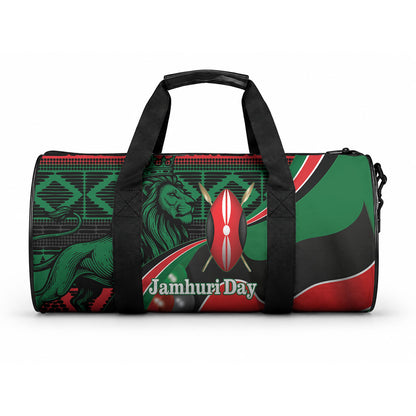 Kenya Jamhuri Day Duffle Bag Maasai Shield Spears Harambee