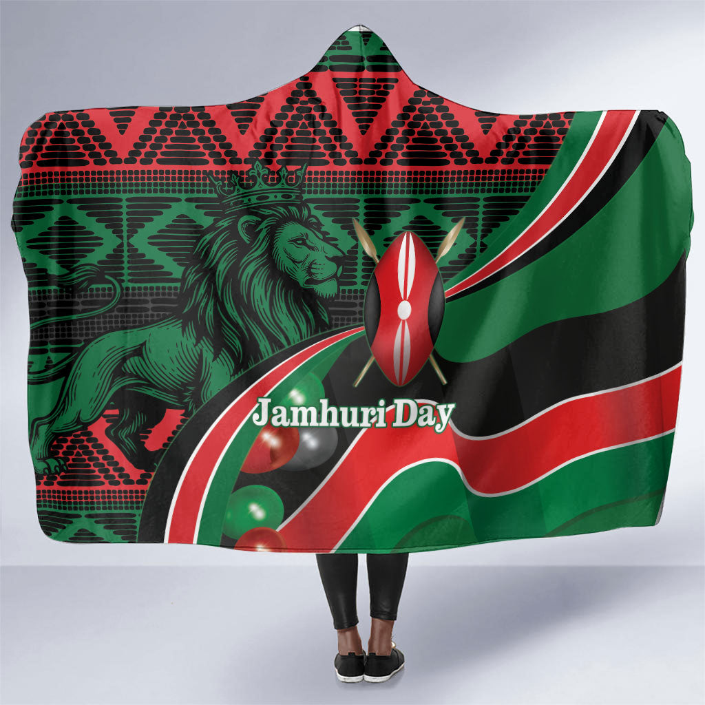 Kenya Jamhuri Day Hooded Blanket Maasai Shield Spears Harambee