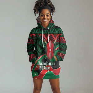 Kenya Jamhuri Day Hoodie Dress Maasai Shield Spears Harambee