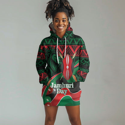 Kenya Jamhuri Day Hoodie Dress Maasai Shield Spears Harambee