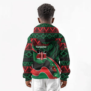 Kenya Jamhuri Day Kid Hoodie Maasai Shield Spears Harambee