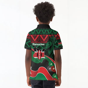 Kenya Jamhuri Day Kid Polo Shirt Maasai Shield Spears Harambee