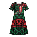 Kenya Jamhuri Day Kid Short Sleeve Dress Maasai Shield Spears Harambee