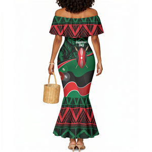 Kenya Jamhuri Day Mermaid Dress Maasai Shield Spears Harambee