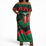 Kenya Jamhuri Day Off Shoulder Maxi Dress Maasai Shield Spears Harambee