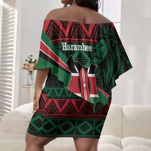 Kenya Jamhuri Day Off Shoulder Short Dress Maasai Shield Spears Harambee