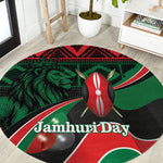 Kenya Jamhuri Day Round Carpet Maasai Shield Spears Harambee