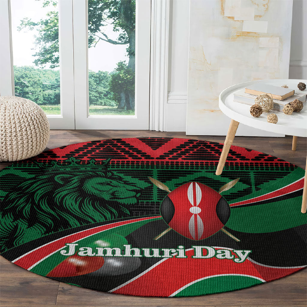 Kenya Jamhuri Day Round Carpet Maasai Shield Spears Harambee