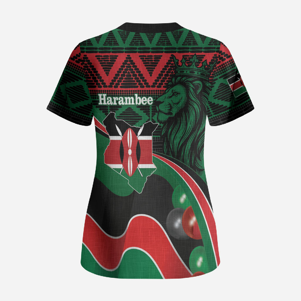 Kenya Jamhuri Day Scrub Top Maasai Shield Spears Harambee