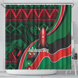 Kenya Jamhuri Day Shower Curtain Maasai Shield Spears Harambee
