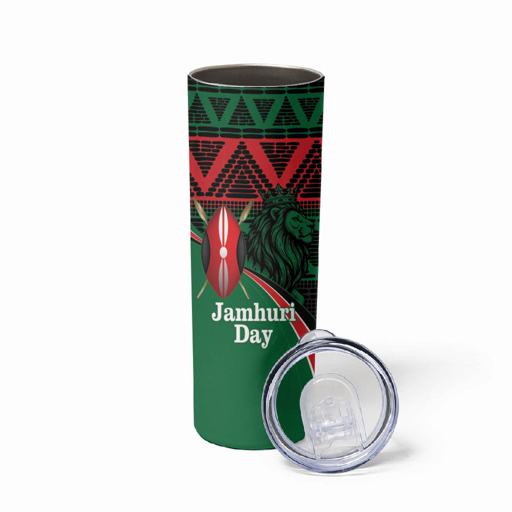 Kenya Jamhuri Day Skinny Tumbler Maasai Shield Spears Harambee
