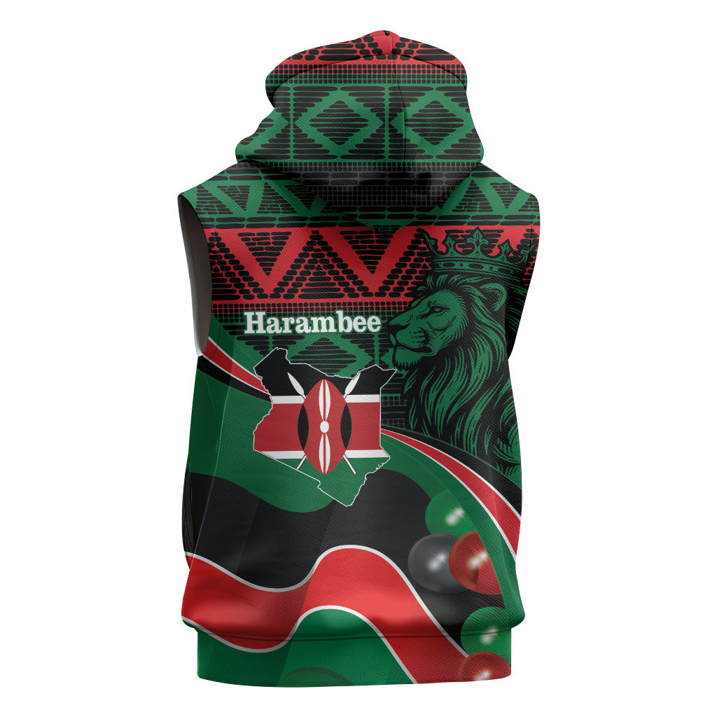 Kenya Jamhuri Day Sleeveless Zip Hoodie Maasai Shield Spears Harambee