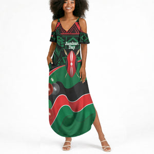 Kenya Jamhuri Day Summer Maxi Dress Maasai Shield Spears Harambee