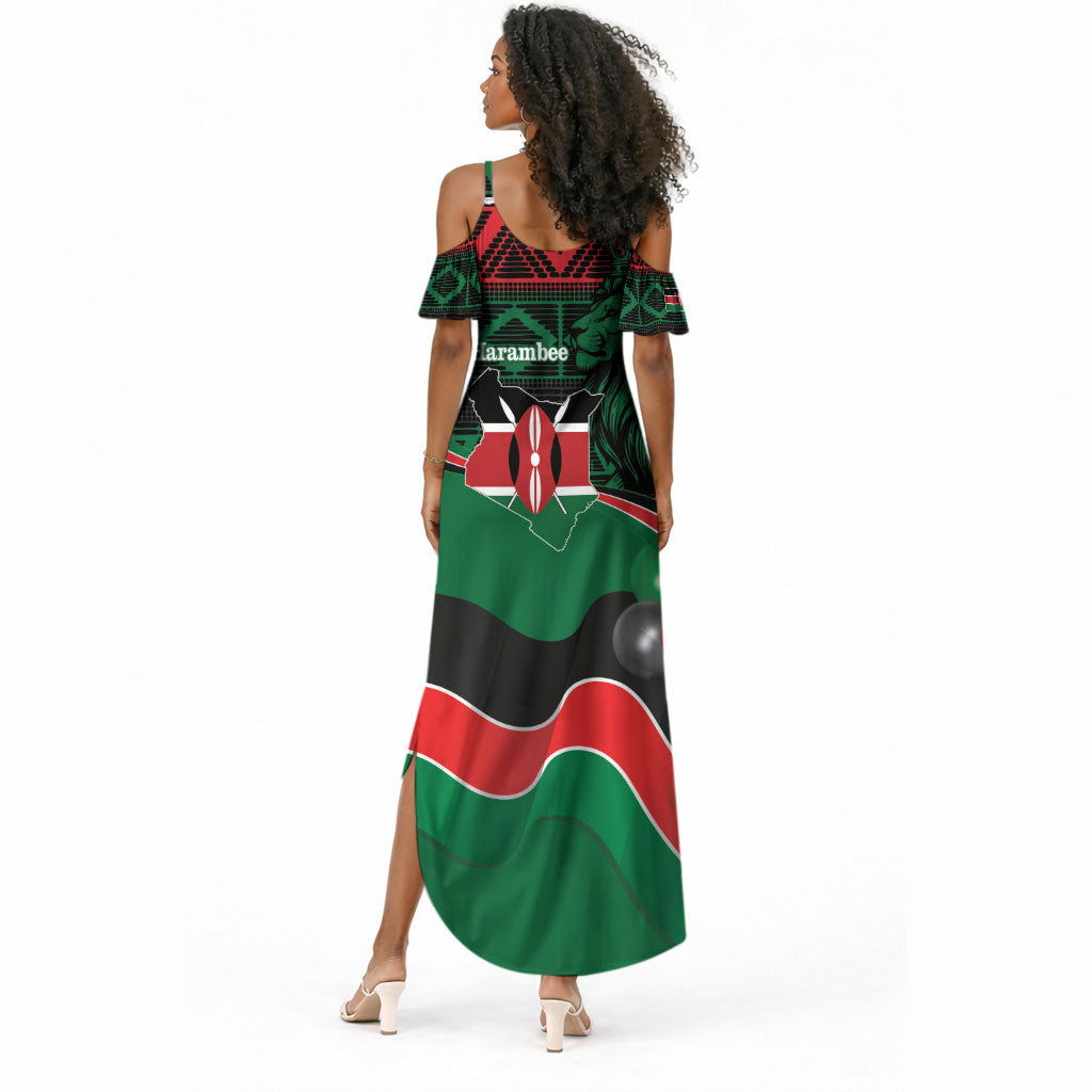 Kenya Jamhuri Day Summer Maxi Dress Maasai Shield Spears Harambee