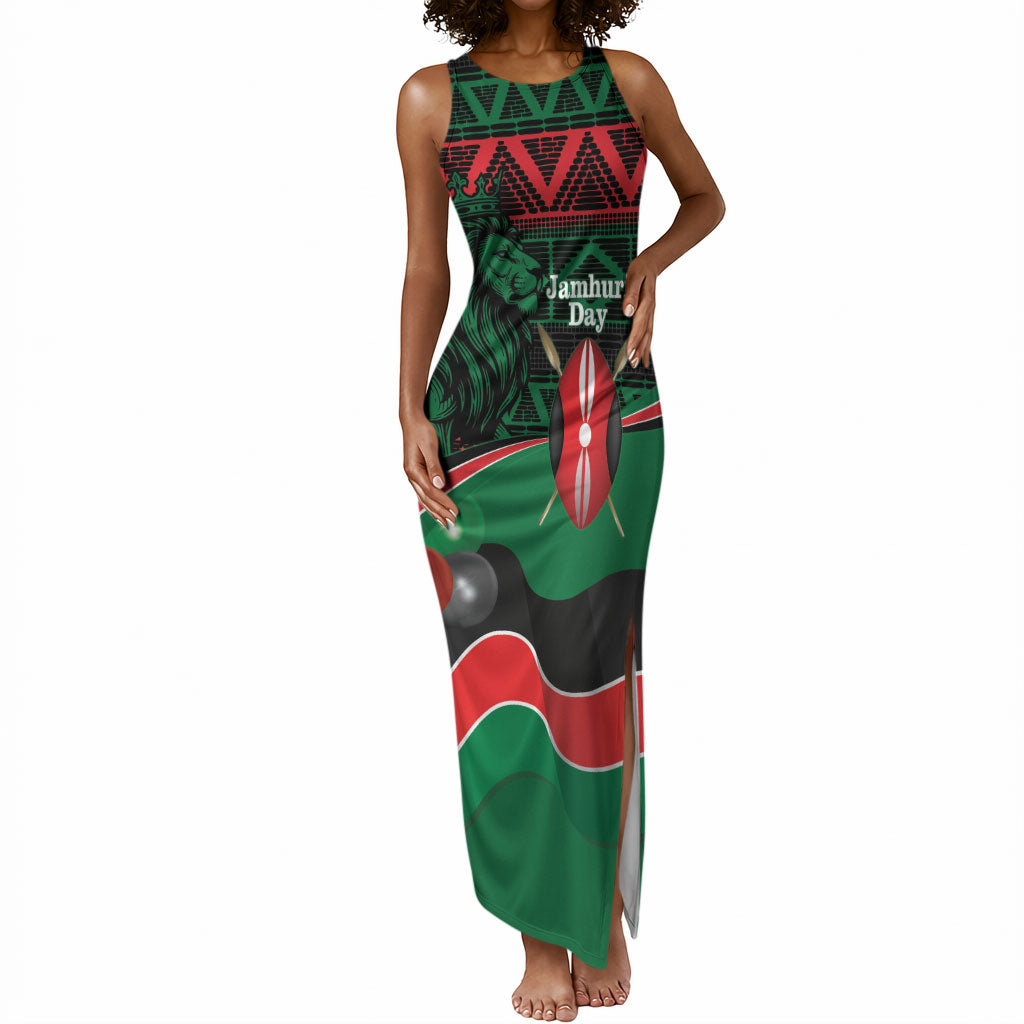 Kenya Jamhuri Day Tank Maxi Dress Maasai Shield Spears Harambee