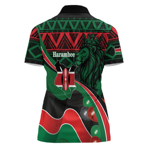 Kenya Jamhuri Day Women Polo Shirt Maasai Shield Spears Harambee