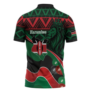 Kenya Jamhuri Day Zipper Polo Shirt Maasai Shield Spears Harambee
