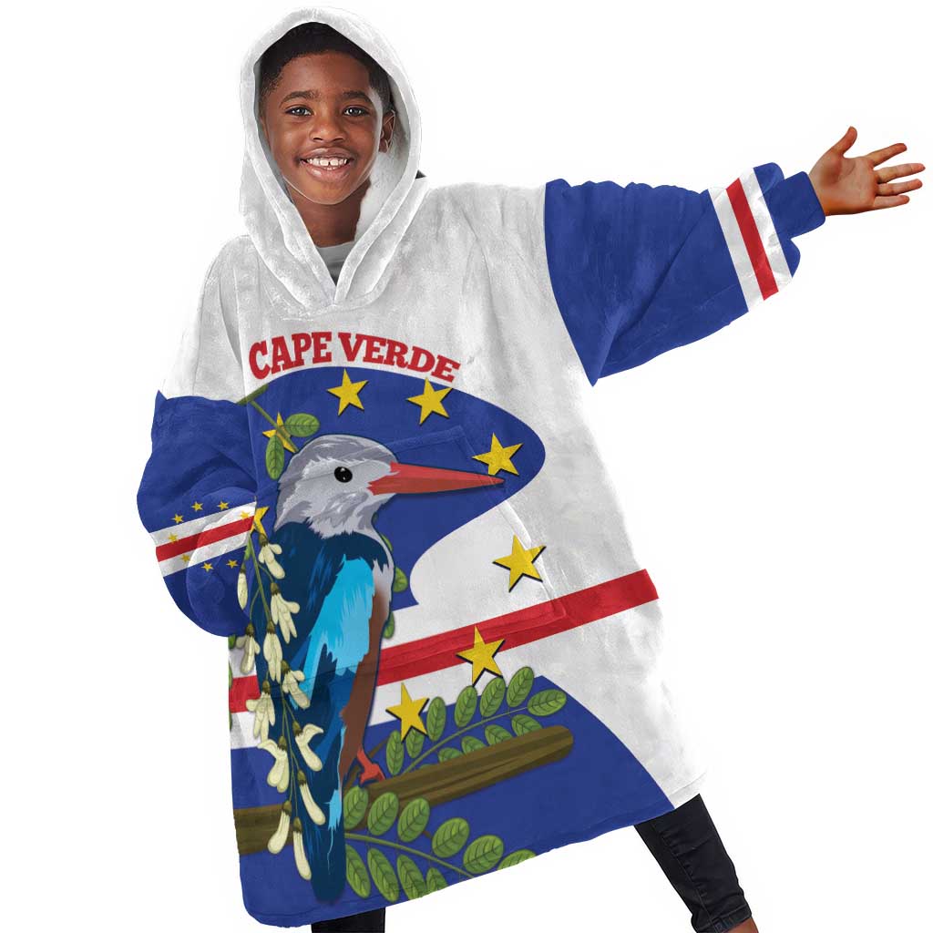 Cape Verde Kid Wearable Blanket Hoodie Grey-Headed Kingfisher Mix Honey Locust