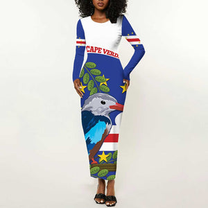 Cape Verde Long Sleeve Bodycon Dress Grey-Headed Kingfisher Mix Honey Locust