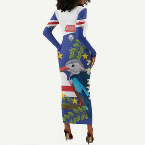 Cape Verde Long Sleeve Bodycon Dress Grey-Headed Kingfisher Mix Honey Locust