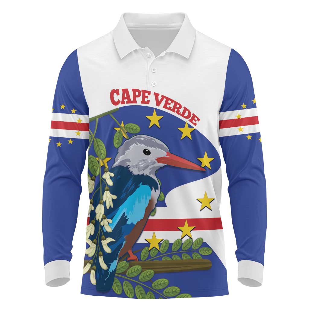 Cape Verde Long Sleeve Polo Shirt Grey-Headed Kingfisher Mix Honey Locust