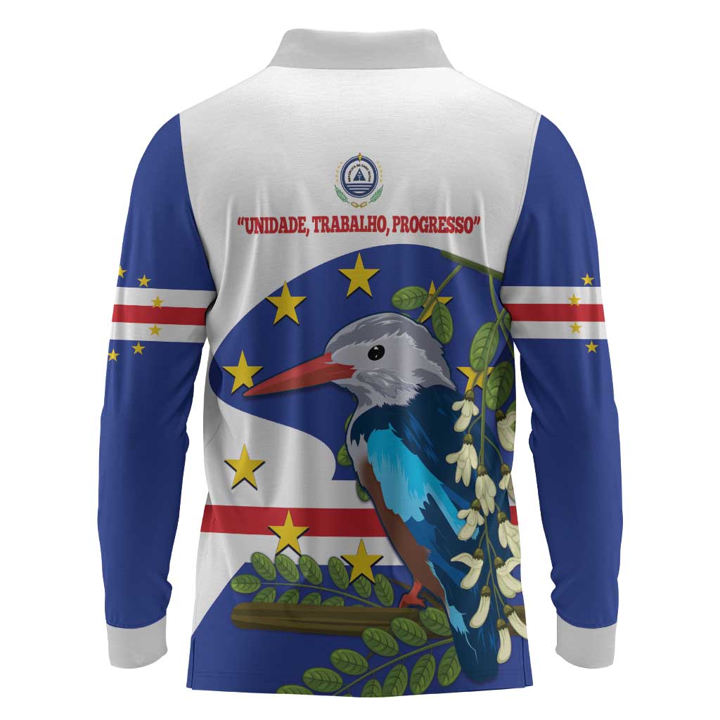Cape Verde Long Sleeve Polo Shirt Grey-Headed Kingfisher Mix Honey Locust