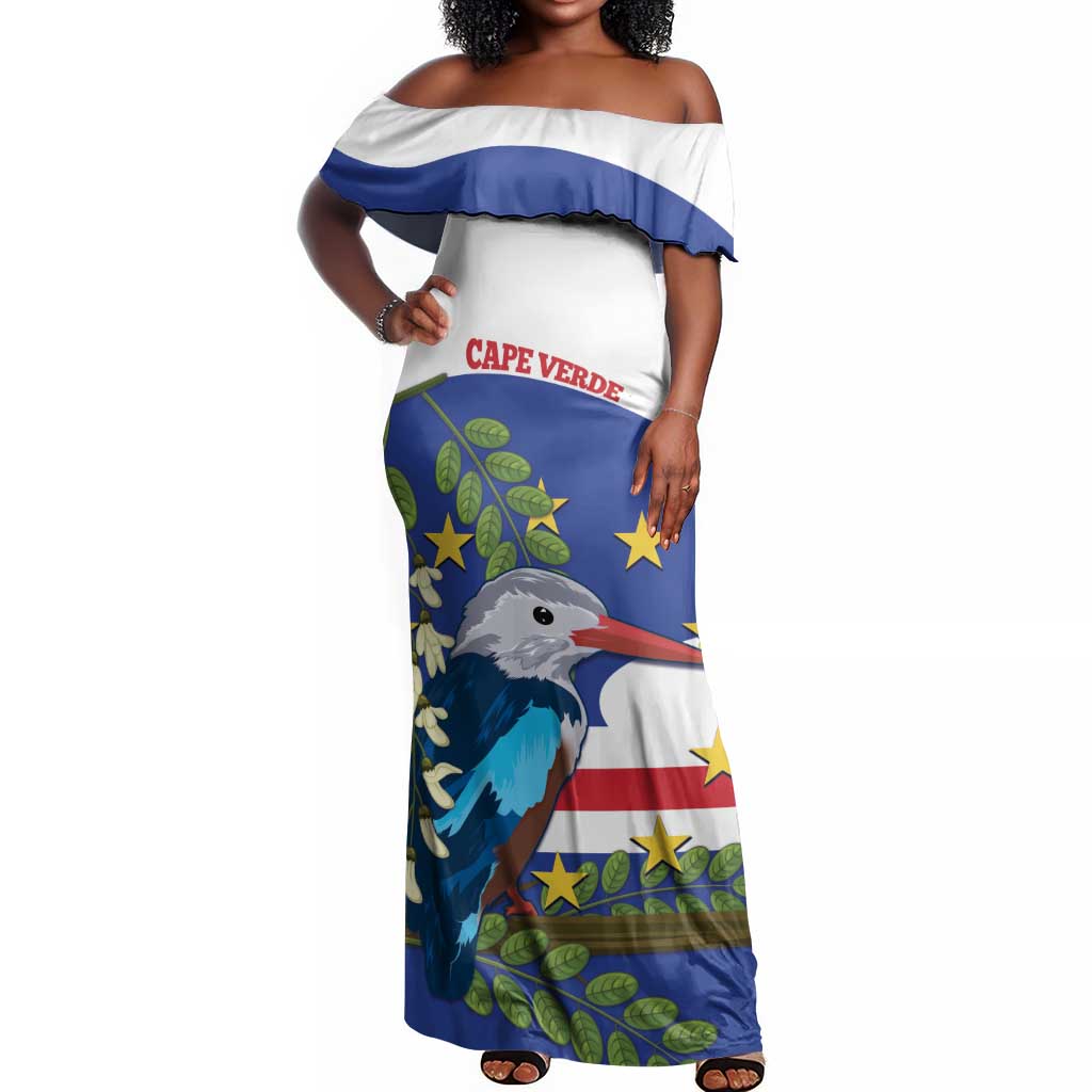 Cape Verde Off Shoulder Maxi Dress Grey-Headed Kingfisher Mix Honey Locust