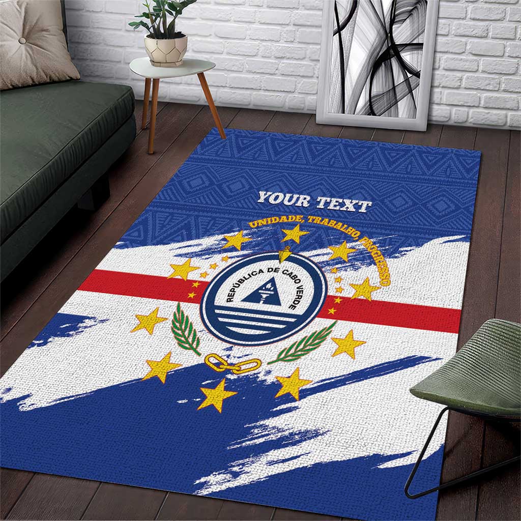 Personalized Cape Verde Area Rug Coat Of Arms - African Pattern