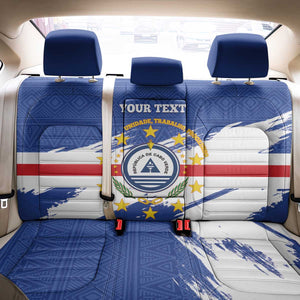 Personalized Cape Verde Back Car Seat Cover Coat Of Arms - African Pattern