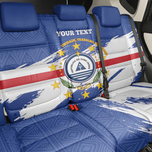 Personalized Cape Verde Back Car Seat Cover Coat Of Arms - African Pattern